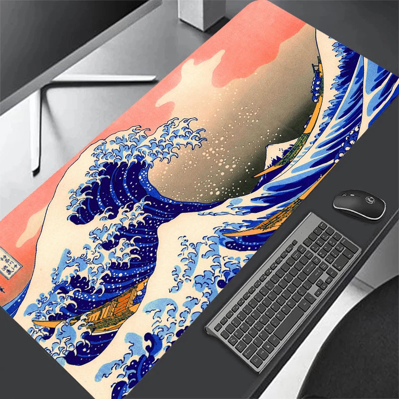 Art Mouse Pad Japan The Great Wave of Kanagawa Large Gaming Mousepad Gamer Keyboard Mouse Mats Office Computer Laptop Desk Mat